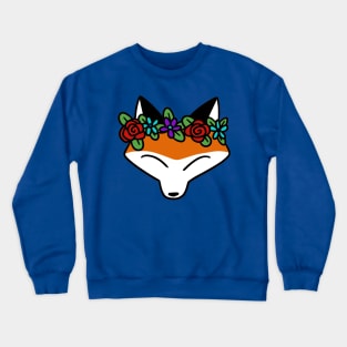 Flower Crown Fox Face Crewneck Sweatshirt